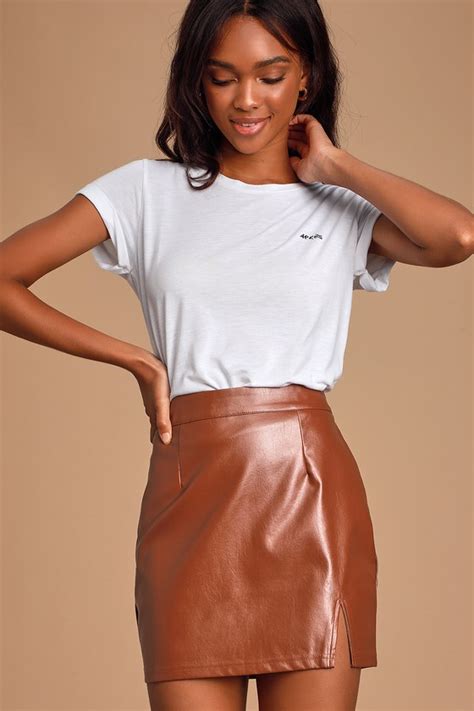 Brown Vegan Leather Skirt Vegan Leather Mini Skirt Mini Skirt Lulus