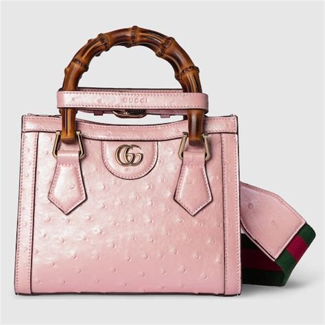 Gucci Diana Mini Ostrich Tote Bag In Pastel Pink GUCCI UK