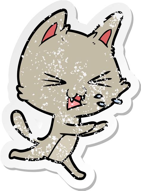 Pegatina Angustiada De Un Gato De Dibujos Animados Silbando 39881970 Png