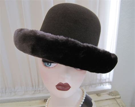 Brown Faux Fur Wool Hat Vintage Ladies Betmar New York 100 Wool Felt