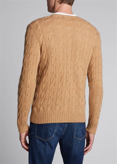 Ralph Lauren Purple Label Mens Cashmere Cable Knit Crewneck Sweater