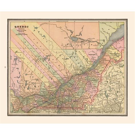 Historic Map - Quebec Province Canada - Cram 1888 - 27.66 x 23 - Vinta