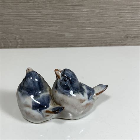 Dissing Keramik Hovedgaard Vintage Blue Birds Figurine Made In Denmark