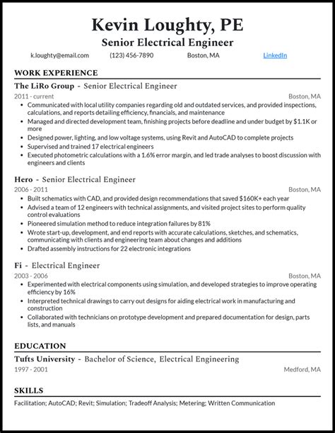 Senior Electrical Engineer Resume Examples For