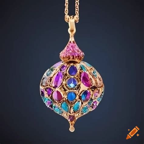 Colorful Gemstone Pendant With Intricate Design On Craiyon