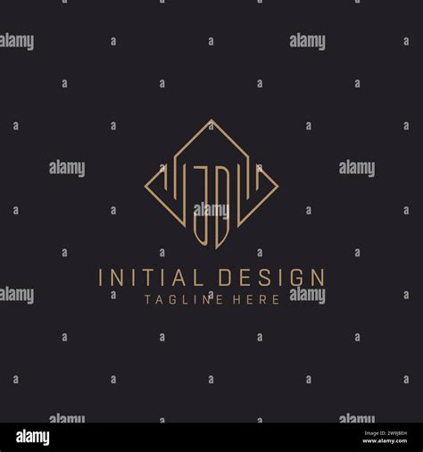 Monogram Jd With Rhombus Line Logo Style Luxury Elegant Logo Design