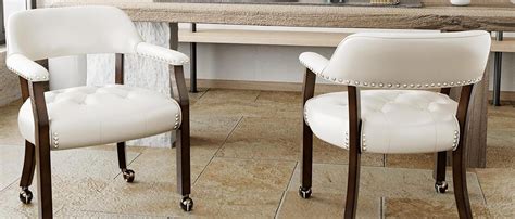 Leemtorig Dining Chairs With Casters And Arms Accent