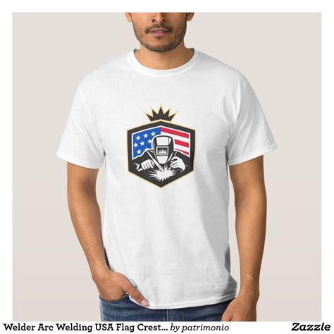 Welder Arc Welding USA Flag Crest Retro T Shirt Zazzle Retro