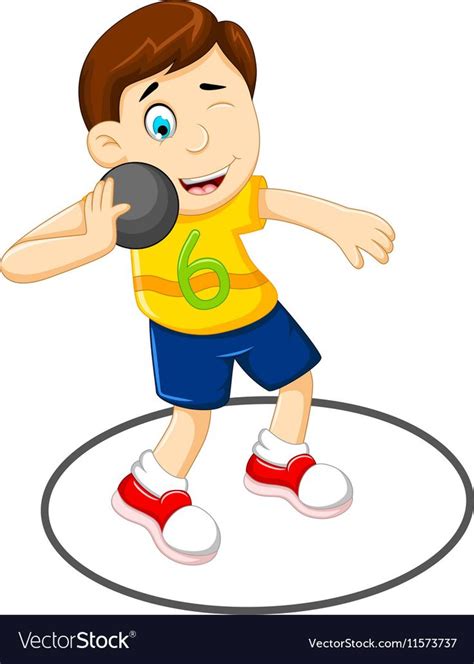 Cute Man athlete doing shot put Royalty Free Vector Image