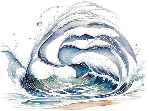 Premium Photo Watercolor Seaside Water Waves Painting Illustration