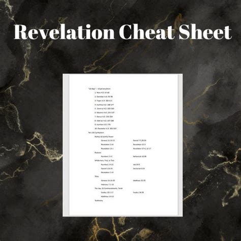 Revelation Cheat Sheet With Scriptural References Bible Study Etsy