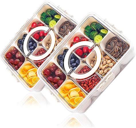 Amazon Toklyuie Pcs Divided Serving Tray With Lid Snackle Box