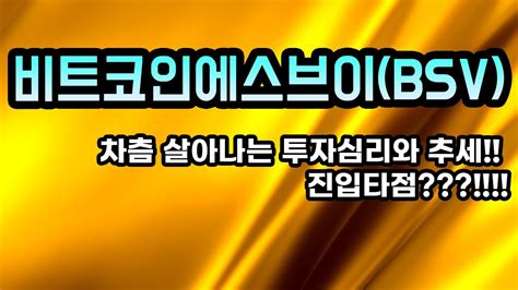 비트코인에스브이bsv 투자리포트│차츰 살아나는 투자심리와 추세 진입타점 Youtube