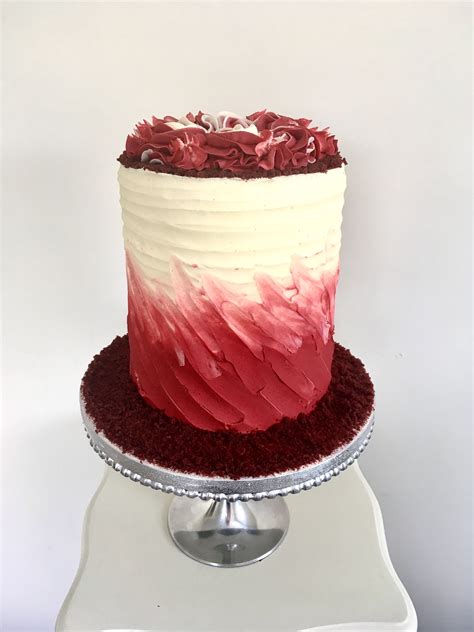 Tall Red Velvet Buttercream Cake In A Simple Striking Finish Red