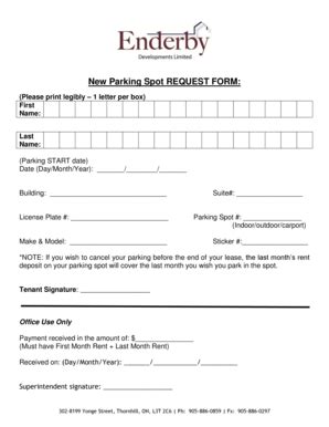 Fillable Online Parking Request Form The Lift System Fax Email Print