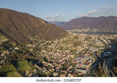 Aerial View Vacallo Switzerland Among Beautiful Stock Photo 2156892707