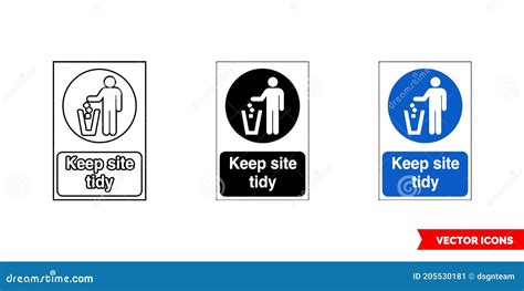 Construction Mandatory Sign Keep Site Tidy Icon Of 3 Types Color Black