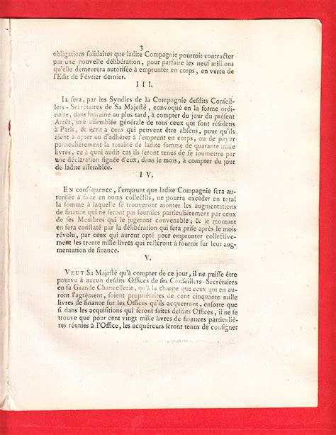 Arrest Du Conseil D Tat Du Roi Qui Ordonne Que Les Secr Taires Du Roi