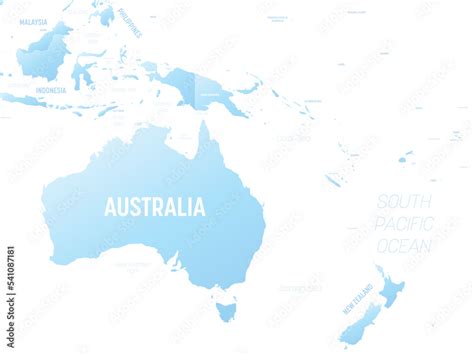 Australia and Oceania detailed political map with lables Stock Vector ...