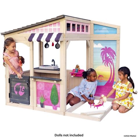 KidKraft Barbie™ Seaside Wooden Outdoor Playhouse with Attachable Doll ...