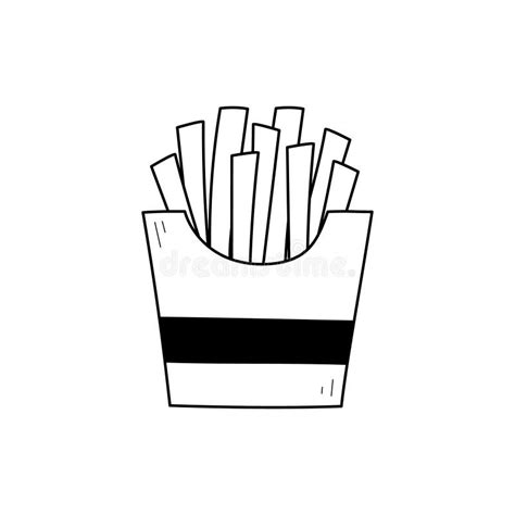 French Fries Doodle Outline Icon Stock Vector Illustration Of Outline