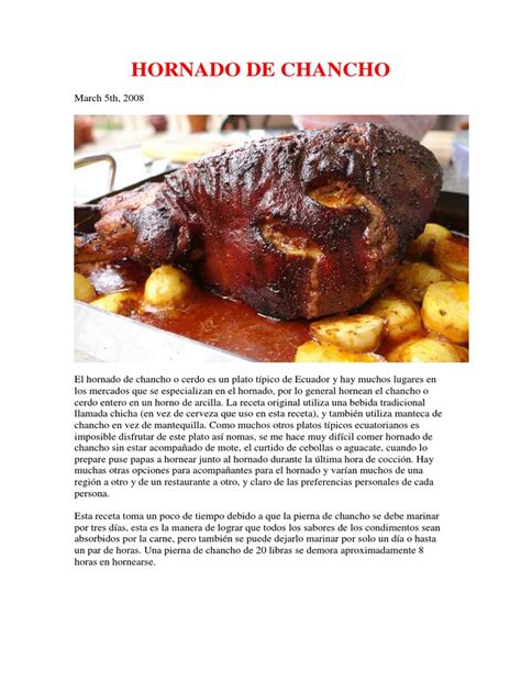 HORNADO DE CHANCHO.pdf | Marinado | Cocina de las Americas | Free 30 ...