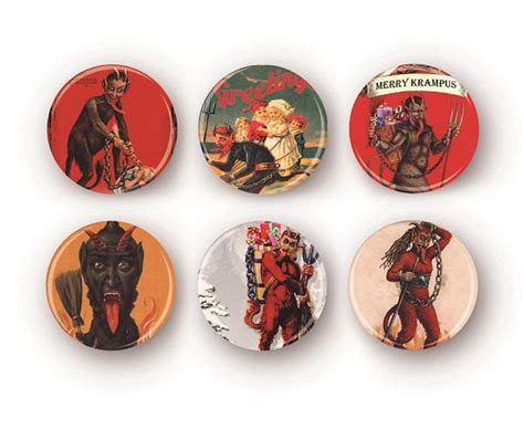 Set Of 6 Krampus Magnetsmirrorsbuttonsbottle Openers You Choose Etsy