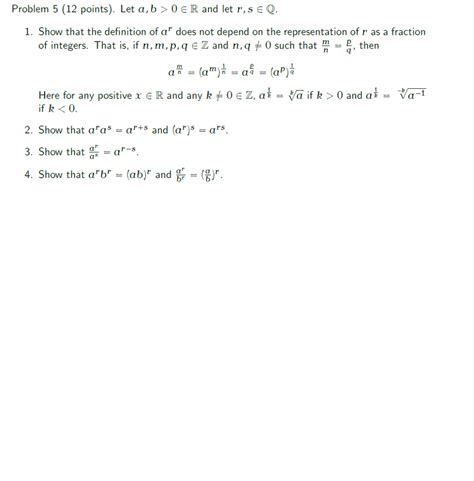 Solved Problem 5 12 Points Let Ab0∈r And Let Rs∈q 1