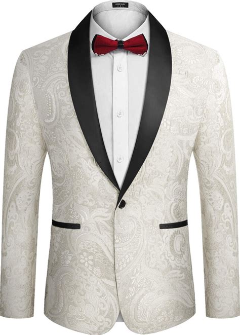 Coofandy Mens Floral Dress Suit Luxury Embroidered Wedding Blazer