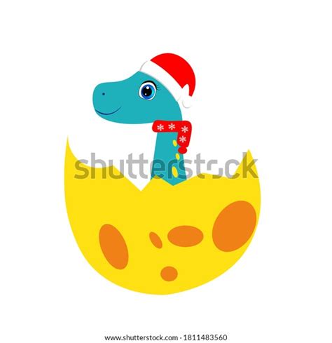 Cute Dinosaur Santa Claus Hat Illustration เวกเตอร์สต็อก ปลอดค่าลิขสิทธิ์ 1811483560