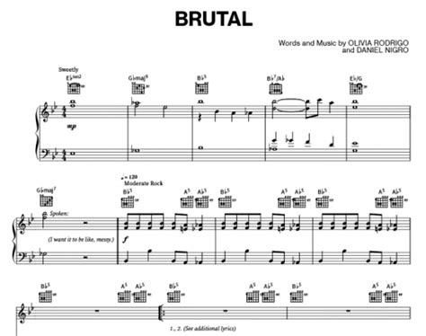 Olivia Rodrigo Brutal Free Sheet Music PDF For Piano The Piano Notes