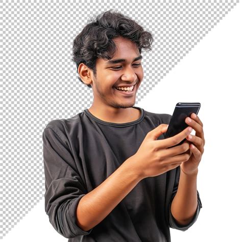 Premium Psd Young Asian Man Looking Excited While Holding His Phone