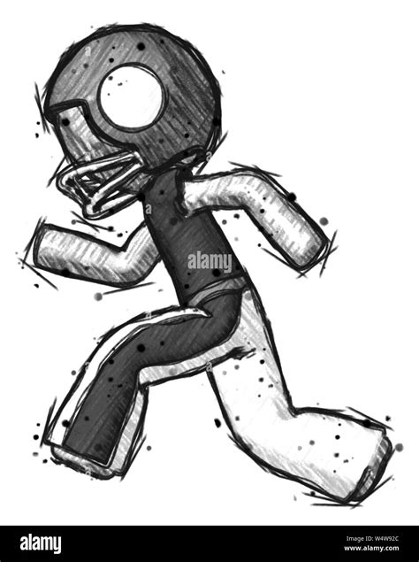 Sketch football player man running fast left Stock Photo - Alamy