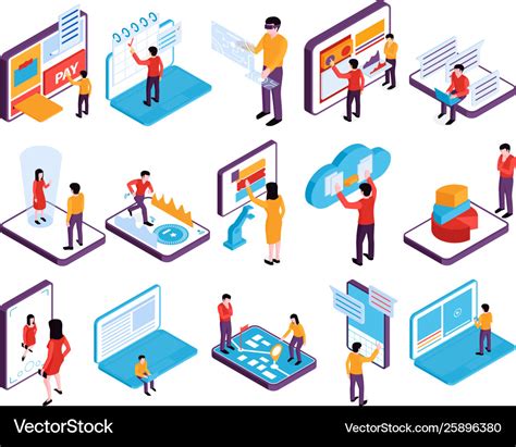 Interfaces Isometric Icon Set Royalty Free Vector Image