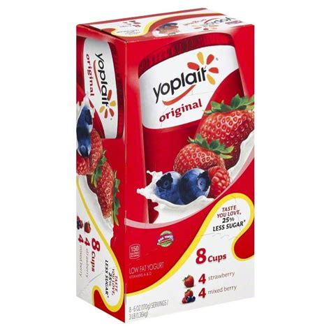 Yoplait Original Low Fat Strawberry And Mixed Berry Yogurt 6 Oz 8 Count