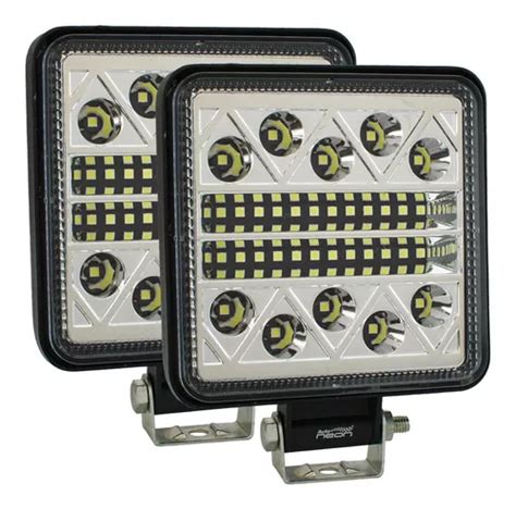 Faro 34 Led Auxiliar Cuadrado Funcion Fijo Estrobo 4x4 Jeep MercadoLibre