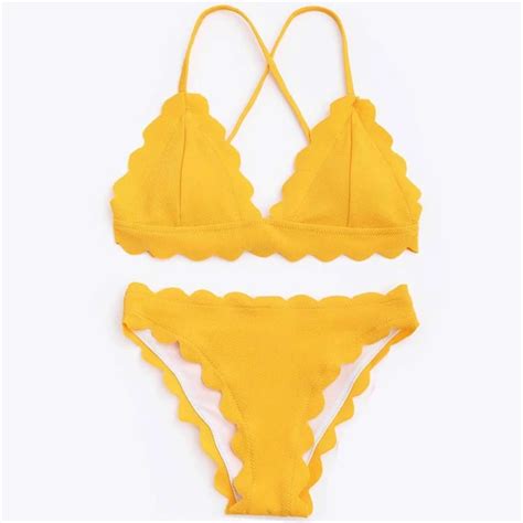 Swimwear Women Yellow Bikini Sexy Swimsuit Velvet Bikinis 2019 Swimming