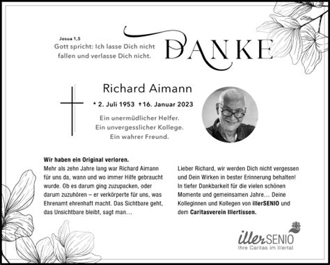 Traueranzeigen Von Richard Aimann Augsburger Allgemeine Zeitung