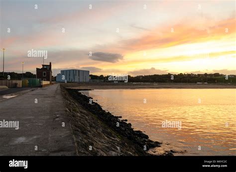 Golden Sunset Viewed From South Tyne Pier South Shields Stock Photo