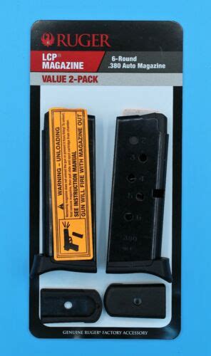 Ruger Lcp Pistol 380 Acp 6 Rd Round Magazine Value 2 Pack 90643 Factory Clip Mag 736676906437 Ebay