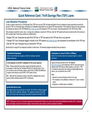 Fillable Online Nfc Usda Quick Reference Card Thrift Savings Plan TSP