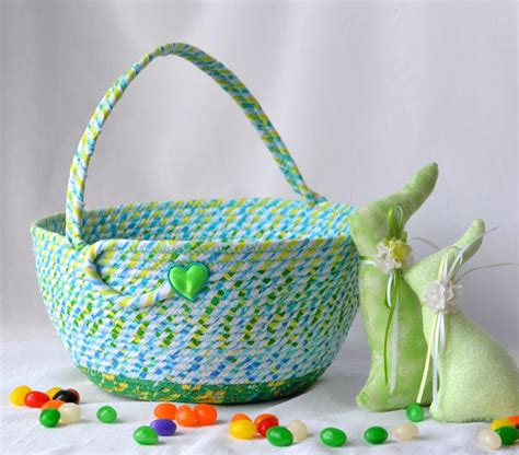 Blue Easter Basket Handmade Blue And Green Easter Bucket Etsy Blue