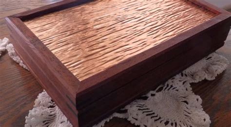 Handcrafted Jewelry Keepsake Box In Padauk With Copper Lid And Ebony