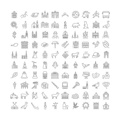 Set of linear icons of Austria 9640261 Vector Art at Vecteezy