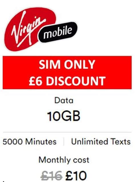 Virgin Sim Only Deal 10gb Data 5000 Minutes Unlimited Texts 12