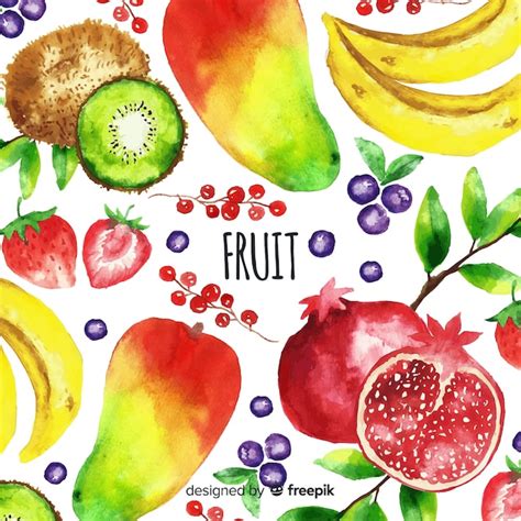 Fondo De Frutas Y Verduras En Acuarela Vector Gratis