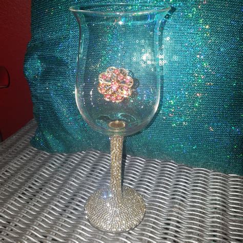 Crystal Rhinestone Wrapped Stem Wine Glass With Vintage D Etsy Hong Kong