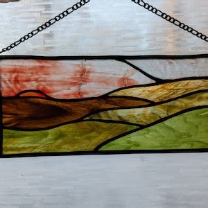 Stained Glass Smoky Mountain Sunset Panel Etsy