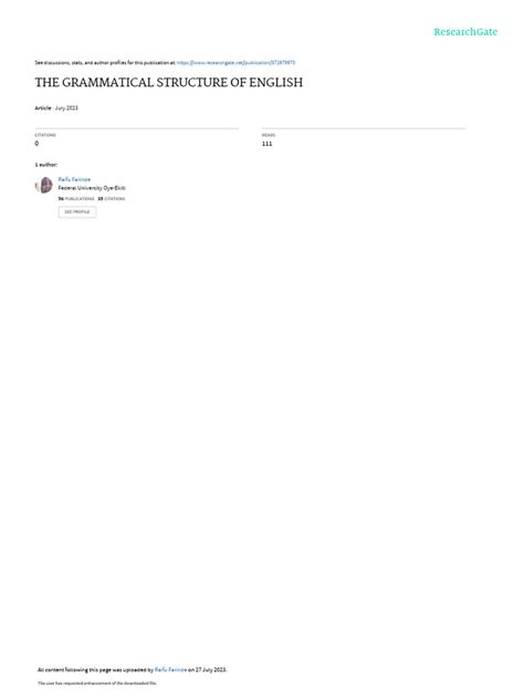 The Grammatical Structure of English | PDF