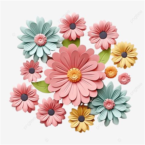 Cute 3d Blooming Flower Decoration 3d Flower Floral PNG Transparent